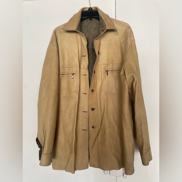 Men's Brown Leather/Suede Reversible Jacket - Picture 3 of 3